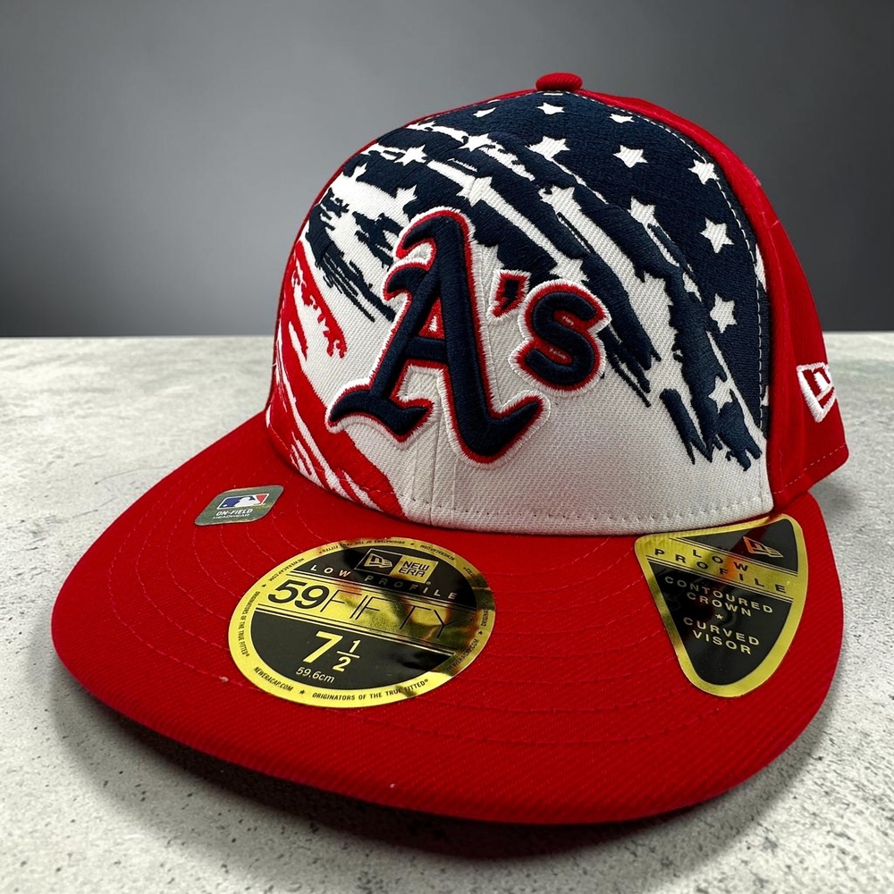 Oakland Athletics Fitted Hat 7 1/2 July 4th New Era 59FIFTY Low Profile MLB NEW